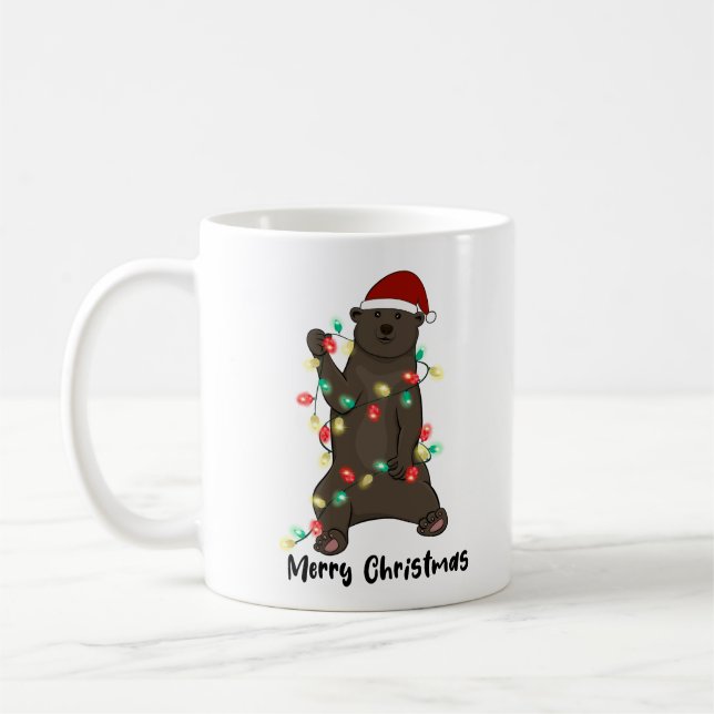 Mug Amusant Joyeux Ours de Noël (Gauche)