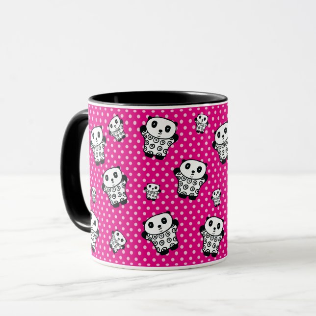 Mug Amusant Panda Rose Moderne Fille Kawaii Points (Devant gauche)