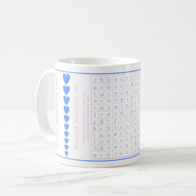 Mug Amusant personnalisé Valentine's Word Puzzle rose  (Devant gauche)