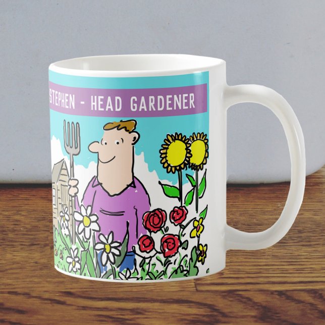 Mug Amusant Tête Gardener Mug. Ajoutez votre nom Choic (Créateur téléchargé)
