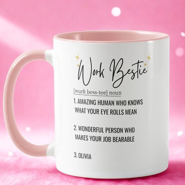 Mug Amusant Texte personnalisé Travail Bestie Apprécia (Créateur téléchargé)