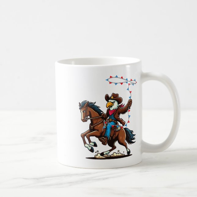 Mug Amusante Bald Eagle Cowboy équitation Swding (Droite)