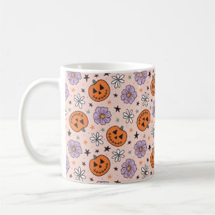 Mug Amusants Citrouilles d'Halloween et Fleurs Motif