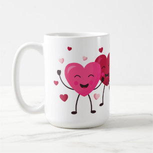 Mug Amusants Coeurs Joyeux Rose Et Rouge