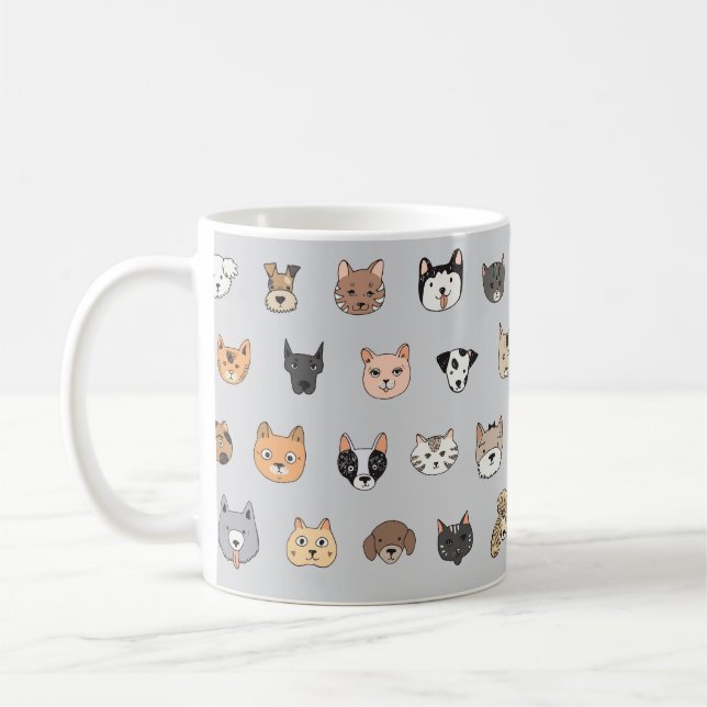 Mug Amusement animal : Chiens de chats Doodle Mix (Gauche)