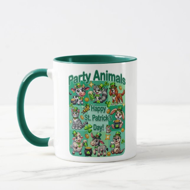 Mug Amusement de la Saint-Patrick et "Animaux de Fête" (Gauche)