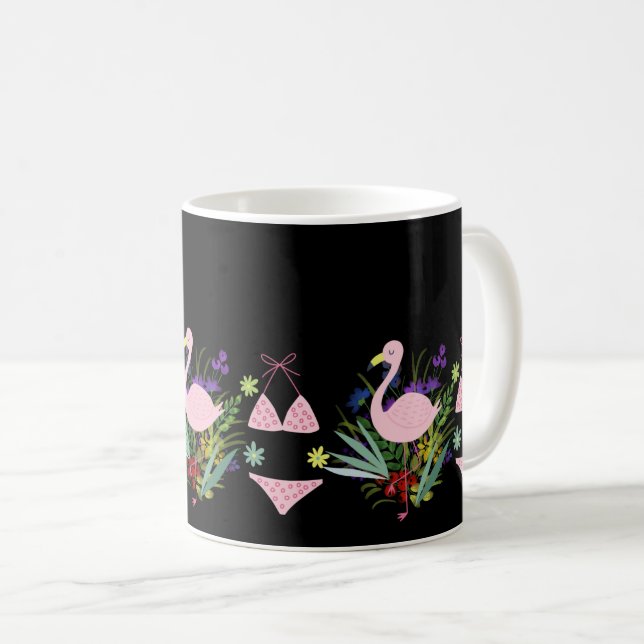 Mug Amusement d'été : Canard rose Bikini prêt pour la  (Devant droit)