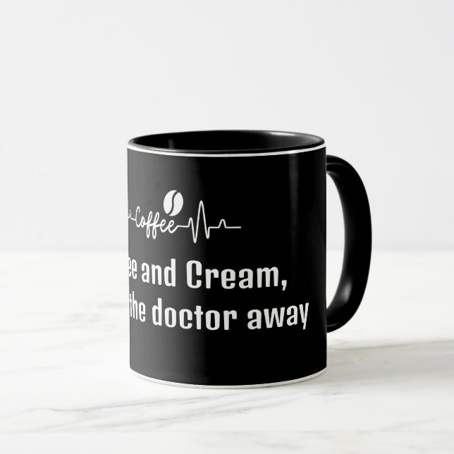 Mug amusement Quote de travail Café & Crème garde le m (Devant droit)