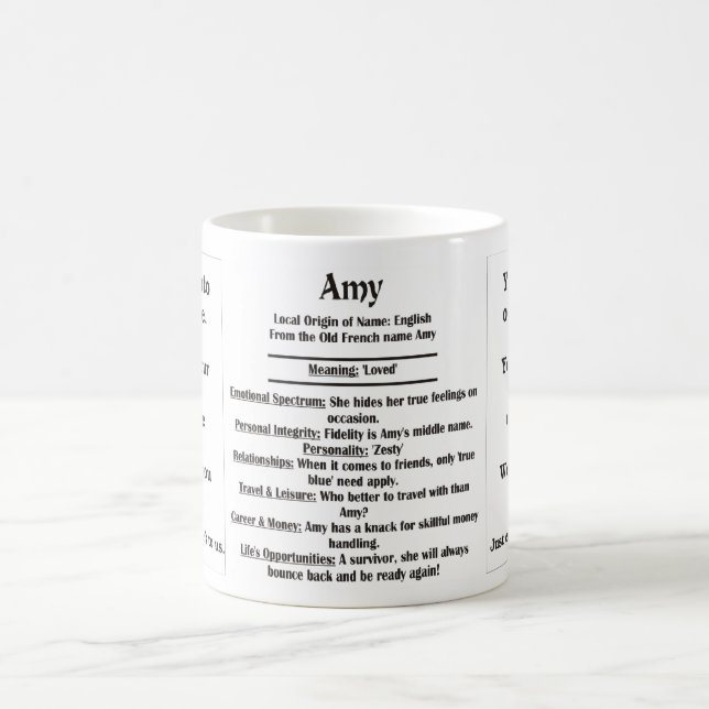 Mug Amy, l'origine et la signification et votre photo (Centre)