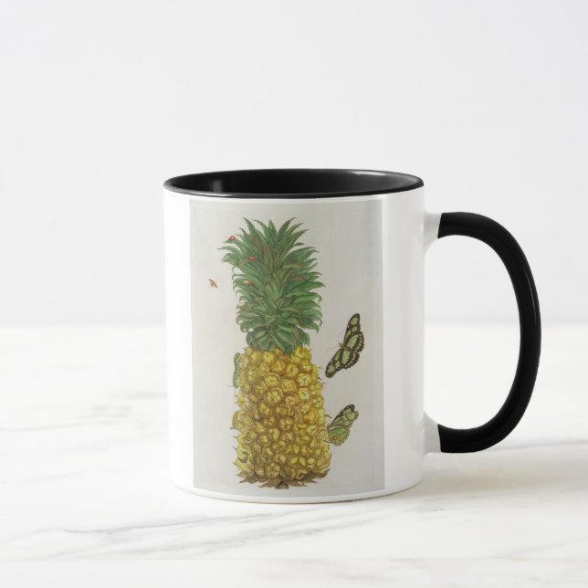 Mug Ananas avec la chenille et les papillons (main-c (Droite)