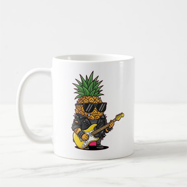 Mug Ananas de dessin animé Punk Rock – Fruit funky  (Gauche)