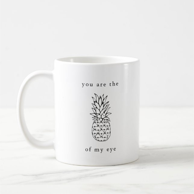 Mug Ananas de mon oeil | Élégant noir et blanc (Gauche)