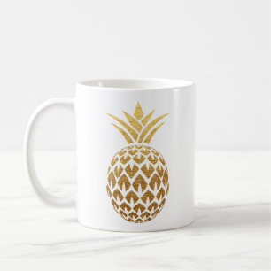 Mug Ananas en or élégant sur blanc