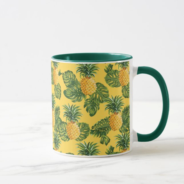 Mug Ananas et Feuilles tropicaux en or (Droite)
