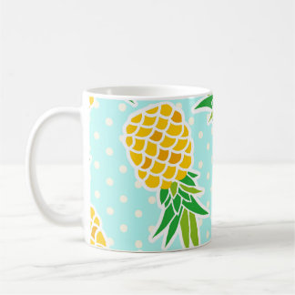 Mug Ananas Exotiques : Polka Bleu-Dot Amusant.