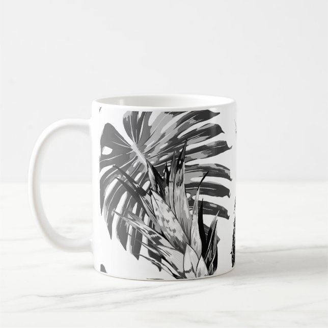 Mug Ananas, feuilles de jungle tropicale. Belle coutur (Gauche)