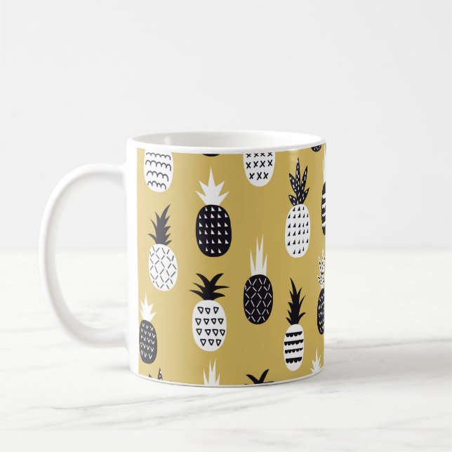 Mug Ananas noir et blanc sans soudure motif (Gauche)