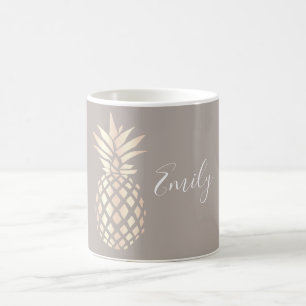 Mug Ananas rose et gris d'or d'en cuivre assez élégant