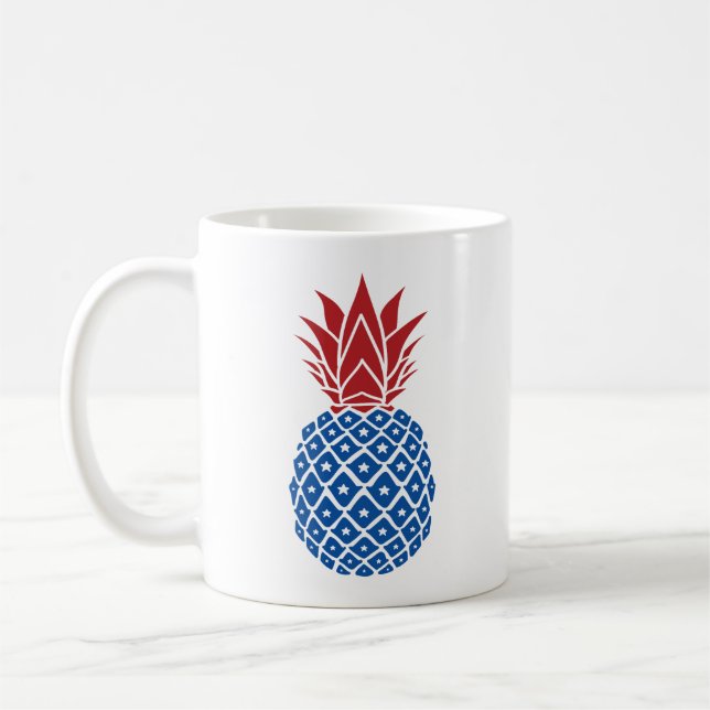 Mug Ananas rouge blanc et bleu (Gauche)