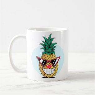 Mug Ananas souriant portant des lunettes de soleil et 