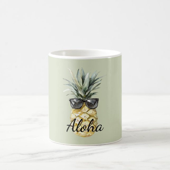 Mug Ananas Tropical Aloha avec Lunettes de Soleil (Centre)