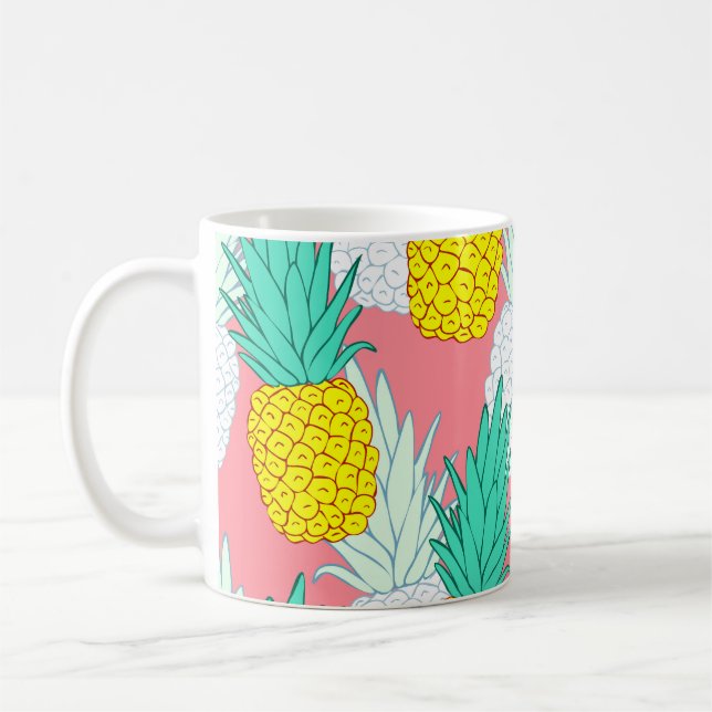 Mug Ananas Tropical : Rouge Cartoon Chic. (Gauche)