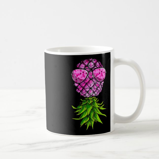 Mug Ananas Vers Le Bas Ruban Rose Cancer Du Sein Aw (Droite)