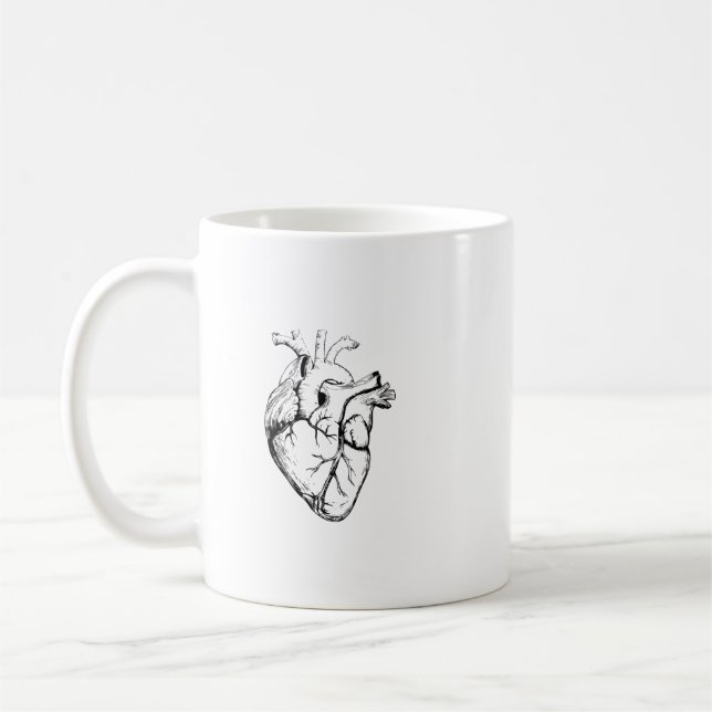 Mug Anatomical Heart Vintage Line Art (Gauche)
