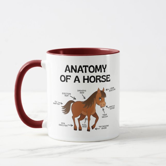 Mug Anatomie amusante d'un cheval, joli dessin animé S (Gauche)