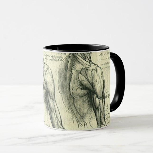 Mug Anatomie du bras et de l'épaule de Léonard de Vinc (Devant droit)