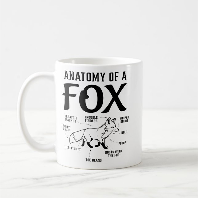 Mug Anatomie d'un diagramme éducatif drôle de renard (Gauche)