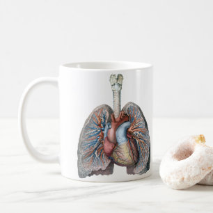 Mug Anatomie humaine vintage Poumons Cœur Organes Sang