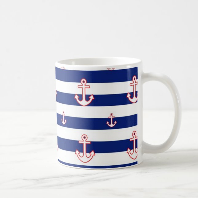 Mug Anchors on Stripes Nautical Decor (Droite)