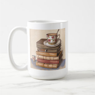 Mug Ancien livre Vintage et une coupe de café