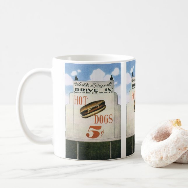 Mug Ancien Panneau d'Affichage, Plus Grand Drive In Ho (Avec donut)