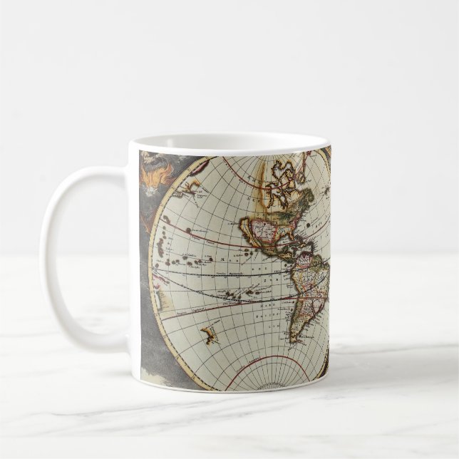 Mug Ancienne carte des hémisphères du monde. Créé par  (Gauche)