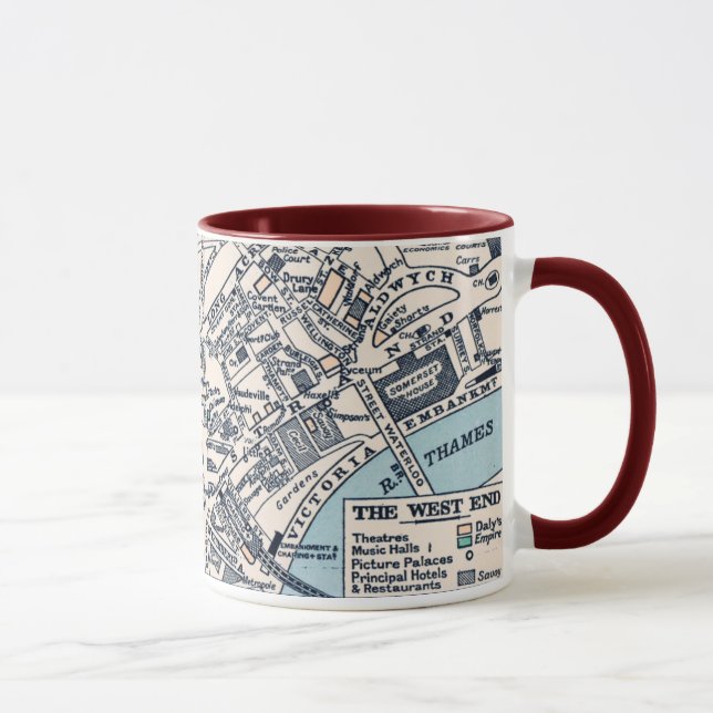 Mug Ancienne carte du West End Londres (Droite)