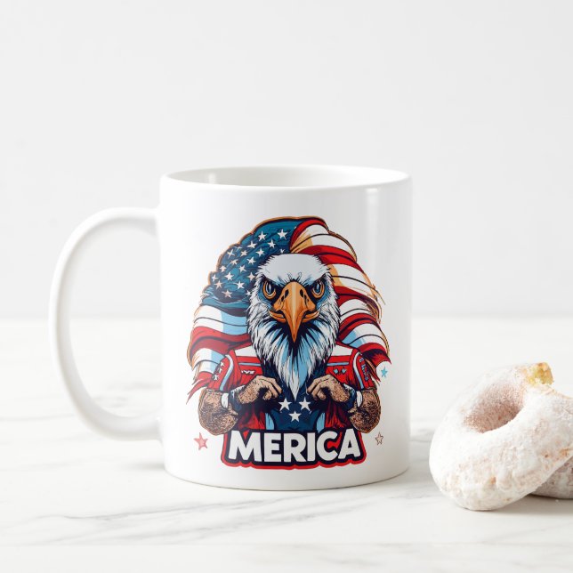 Mug Anciens Combattants Drapeau américain Merica Aigle (Avec donut)