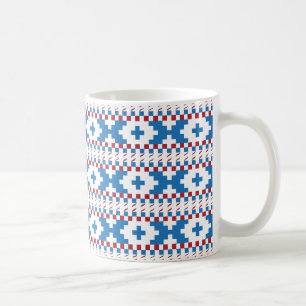 Mug Anciens signes lettons bleu, rouge, blanc art popu