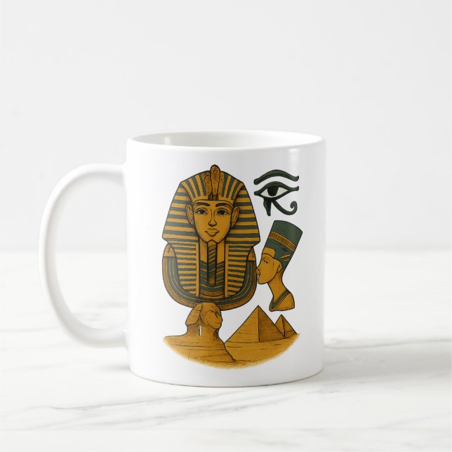Mug Ancient Egyptian Pharaoh Symbols Art Tee Design (Gauche)