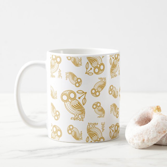 Mug Ancient Greek Athenian Owl Pattern  (Avec donut)