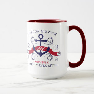 Mug Ancrage nautique avec accent tourbillons bleus