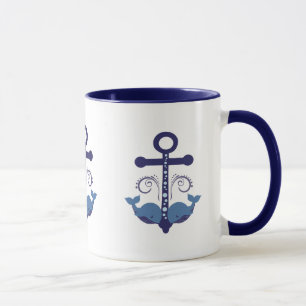 Mug Ancrage nautique avec baleines mignonnes
