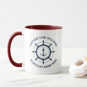 Mug Ancrage personnalisé du capitaine et du nom du bat