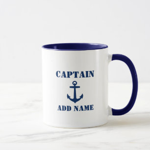 Mug Ancre bleue Commandant Ajouter un nom ou un nom de