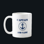 Mug Ancre bleue et corde Nom du capitaine Ajouter ou n<br><div class="desc">Marine Blue Ancre & Rope Capitaine Ajouter un nom ou un nom de bateau Café Mug</div>