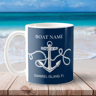 Mug Ancre Bleue marine Nautique Nom du bateau personna