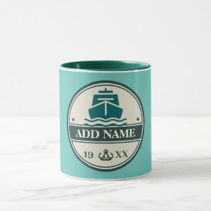 Mug Ancre Bleue Nautique Bienvenue yacht de voile Bate