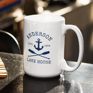 Mug Ancre Bleue Nautique Oars Lake Nom Grand