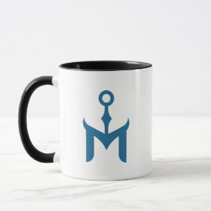 Mug Ancre bleue stylisée et lettre M 
